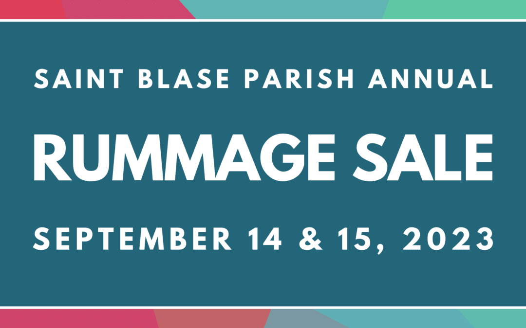 Rummage Sale, September 14 & 15, 2023