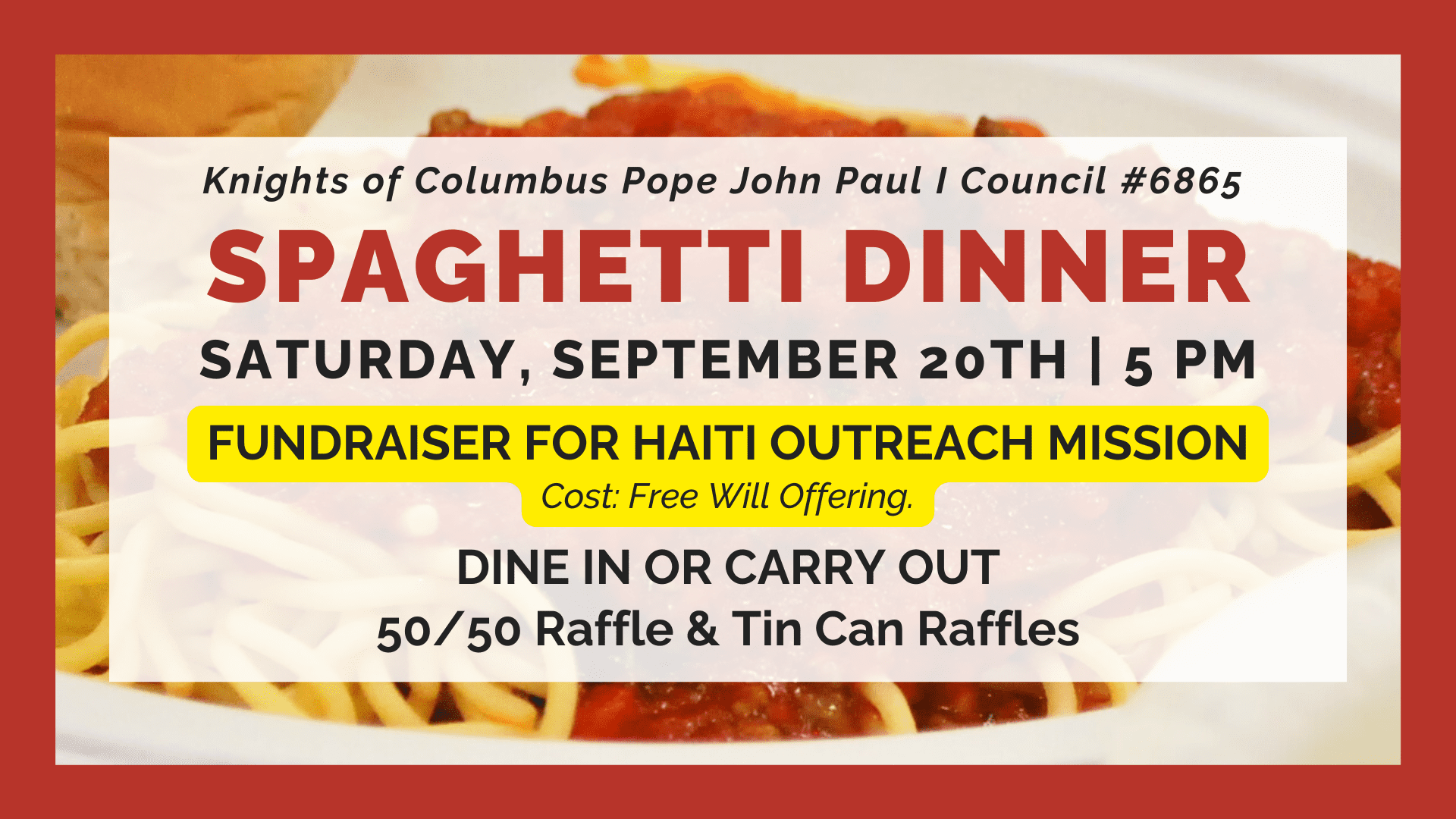 Knights of Columbus’ Spaghetti Dinner