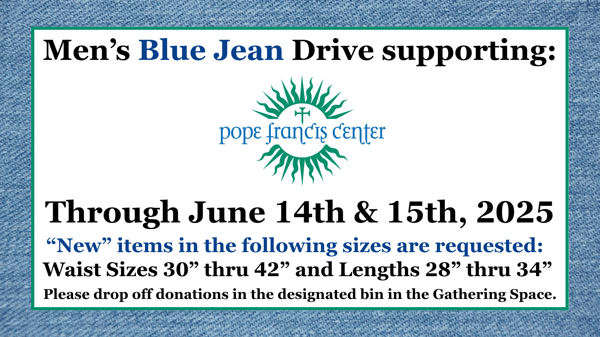 Men’s Blue Jean Drive